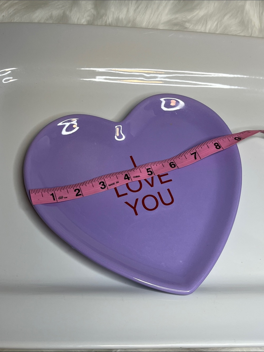 Heart-Shaped Purple Ceramic Trinket Dish - Picture 4 of 5